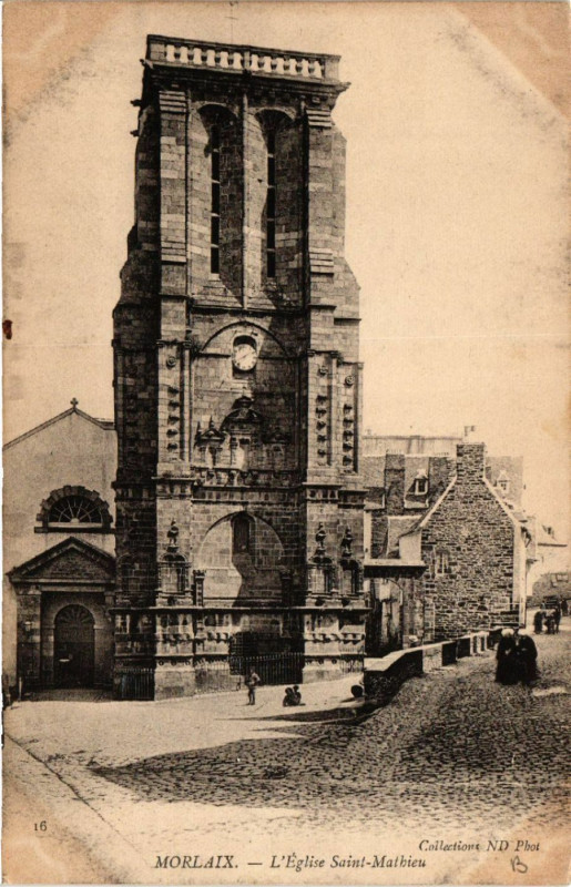Carte postale ancienne Morlaix - L'Eglise St-Mathieu à Morlaix