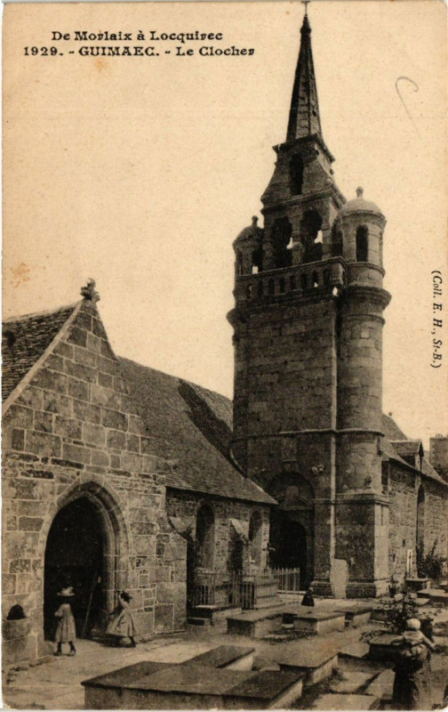 Carte postale ancienne De Morlaix a Locquirec - Gumaec - Le Clocher à Morlaix