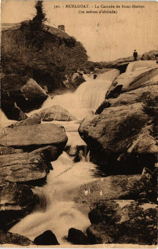 Carte postale ancienne Huelgoat - La Cascade de St-Herbot (70 m. altitude) à Huelgoat