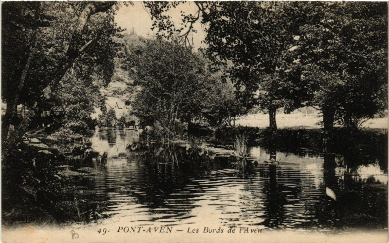 Carte postale ancienne Pont-Aven - Les Bords de l'Aven à Pont-Aven
