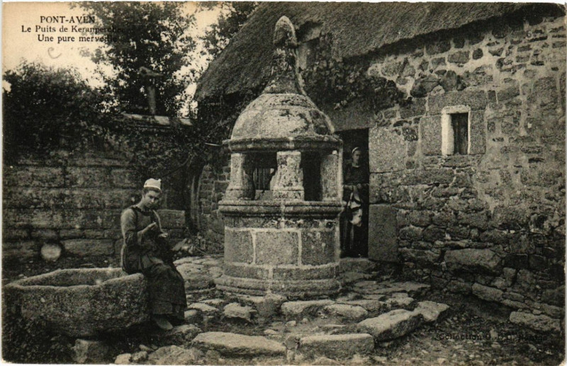 Carte postale ancienne Pont-Aven - Le Puits de Keramperseux - Une pure merveile à Pont-Aven