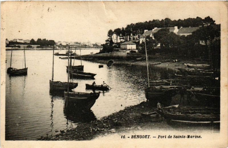 Carte postale ancienne Benodet - Port de Ste-Marine à Bénodet