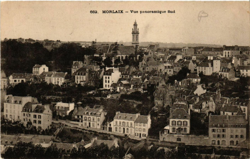 Carte postale ancienne Morlaix - Vue panoramique Sud à Morlaix