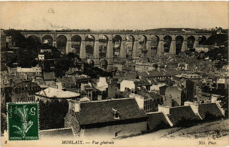 Carte postale ancienne Morlaix - Vue générale à Morlaix