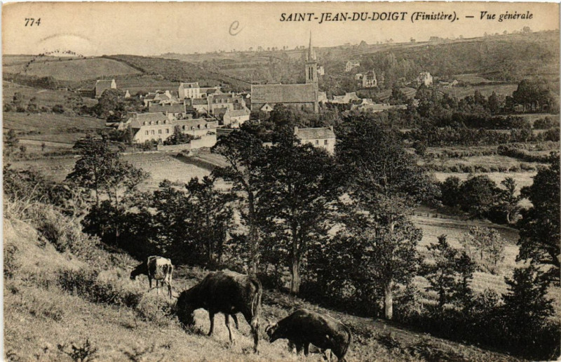 Carte postale ancienne Saint-Jean-du-Doigt (Finistere) - Vue générale à Saint-Jean-du-Doigt