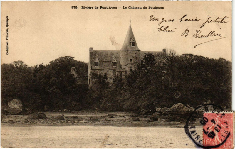 Carte postale ancienne Riviere de Pont-Aven - Le Chateau de Poulguen à Pont-Aven