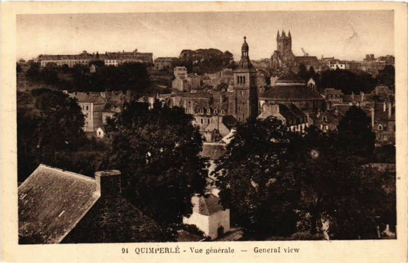 Carte postale ancienne Quimperle - Vue générale - General view à Quimperlé