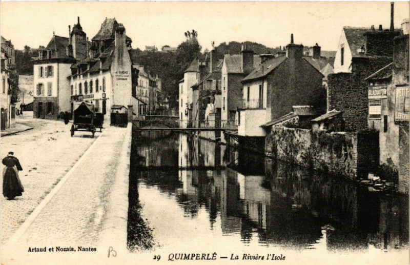 Carte postale ancienne Quimperle - La Riviere l'Isole à Quimperlé
