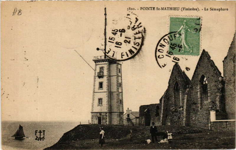 Carte postale ancienne Pointe Saint-Mathieu (Finistere) - Le Sémaphore