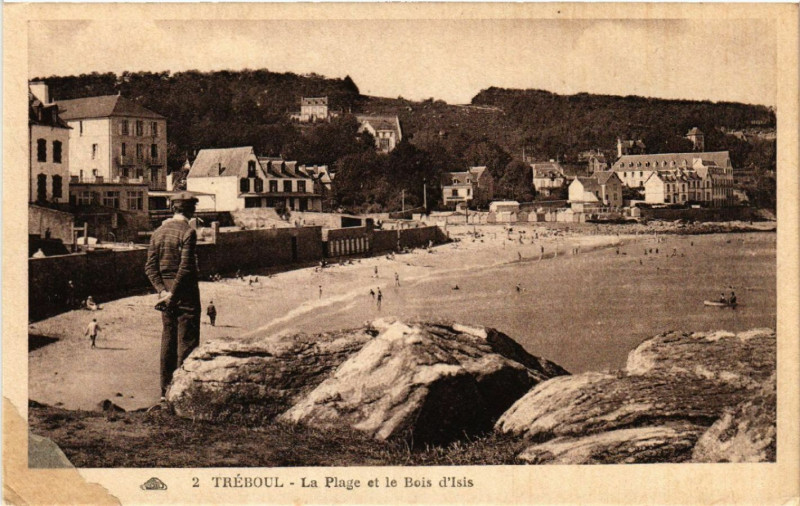Carte postale ancienne Treboul - La Plage et le Bois d'Isis