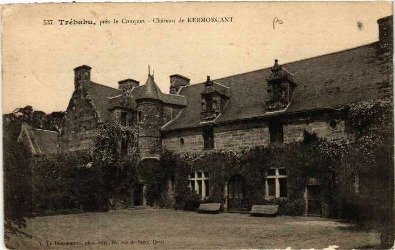 Carte postale ancienne Trébabu pres le Conquer - Chateau de Kermongant à Trébabu