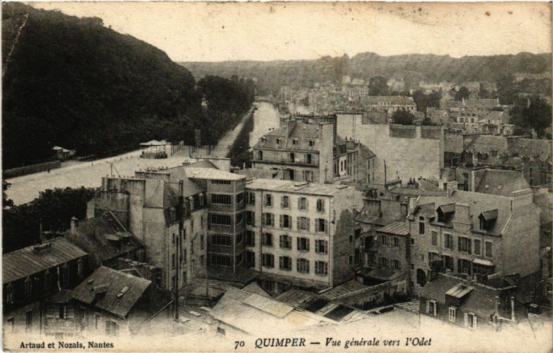 Carte postale ancienne Quimper - Vue générale vers l'Odet à Quimper