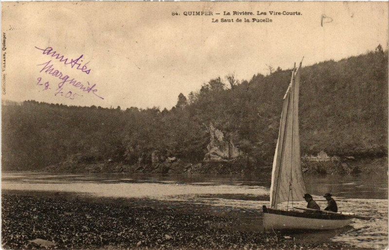 Carte postale ancienne Quimper - Le Riviere Les Vire-Courts - Le Saut de la Pucelle à Quimper