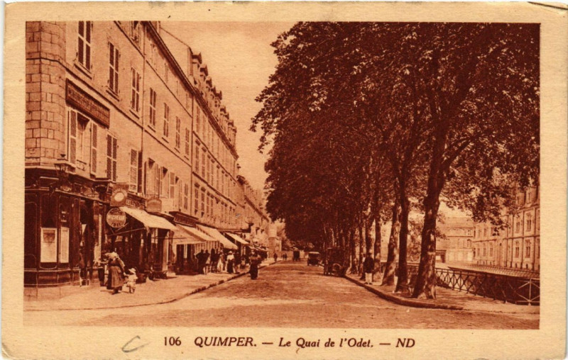Carte postale ancienne Quimper - Le Quai de l'Odet à Quimper