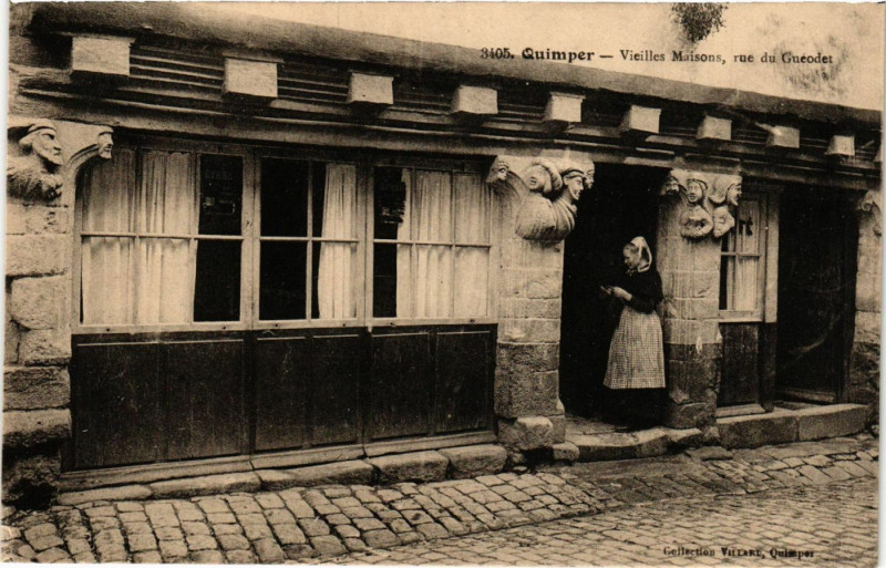 Carte postale ancienne Quimper - Vieilles Maisons - Rue du Gueodet à Quimper