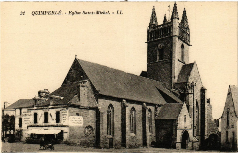 Carte postale ancienne Quimperle - Eglise St-Michel à Quimperlé
