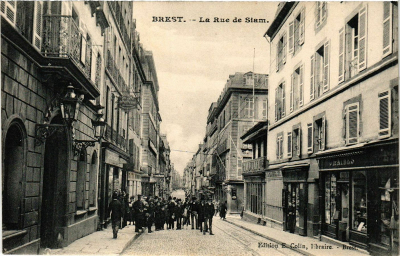 Carte postale ancienne Brest - La Rue de Siam à Brest