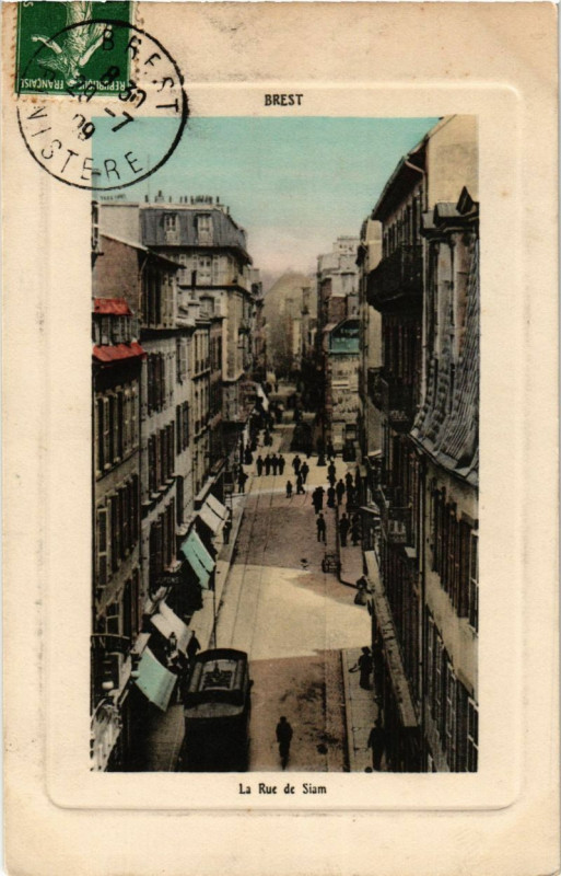 Carte postale ancienne Brest La Rue de Siam à Brest