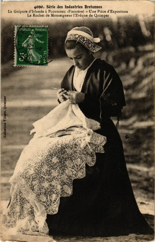 Carte postale ancienne La Guipure d'Irlande a Plouhinec (Finistere) - Une Piece d'Exposit à Plouhinec