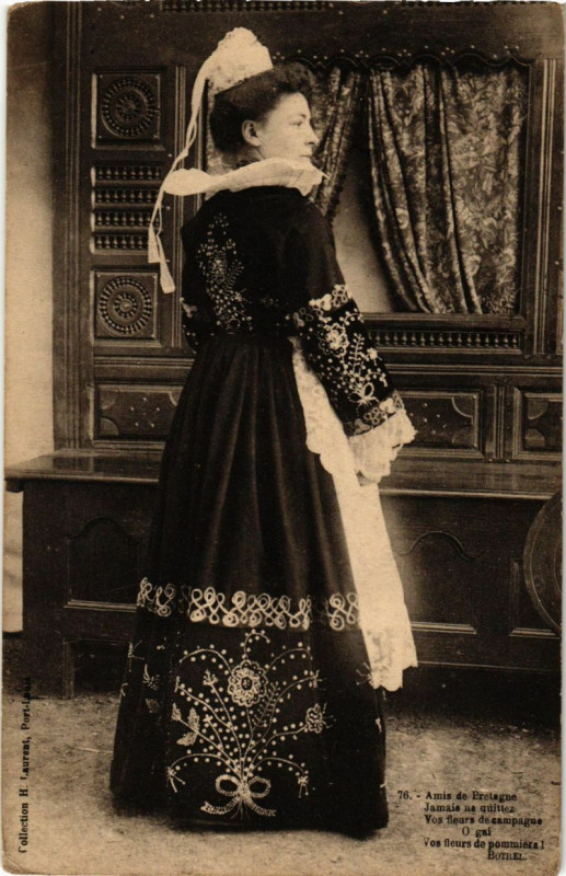 Carte postale ancienne Amis de Bretagne Jamais ne quittez Vos fleurs de campagne