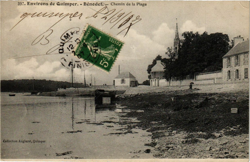 Carte postale ancienne Env. de Quimper - Benodet - Chemin de la Plage à Quimper