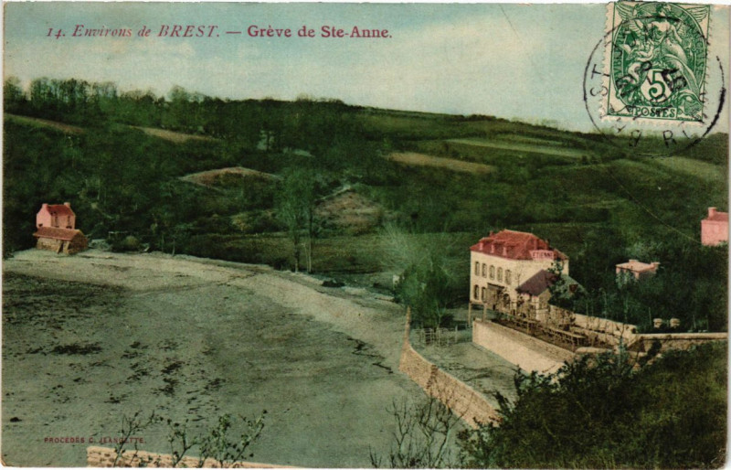 Carte postale ancienne Env. de Brest - Greve de Ste-Anne à Brest