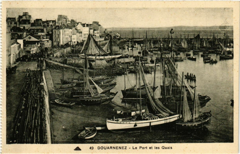 Carte postale ancienne Douarnenez - Le Port et les Quais à Douarnenez