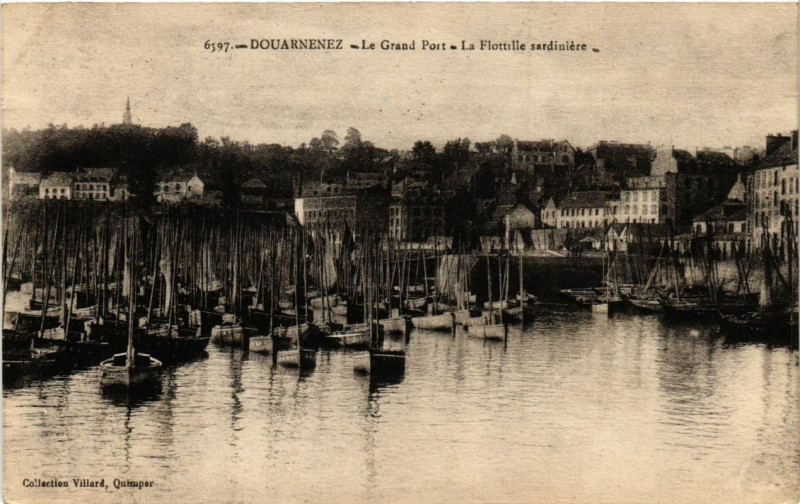 Carte postale ancienne Douarnenez - Le Grand Port La Flotille sardiniere à Douarnenez