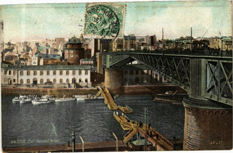 Carte postale ancienne Ed. Aqua 578 Brest Pont National à Brest
