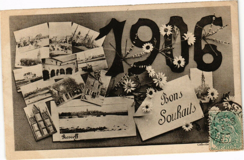 Carte postale ancienne 1906 - Bons Souhaits