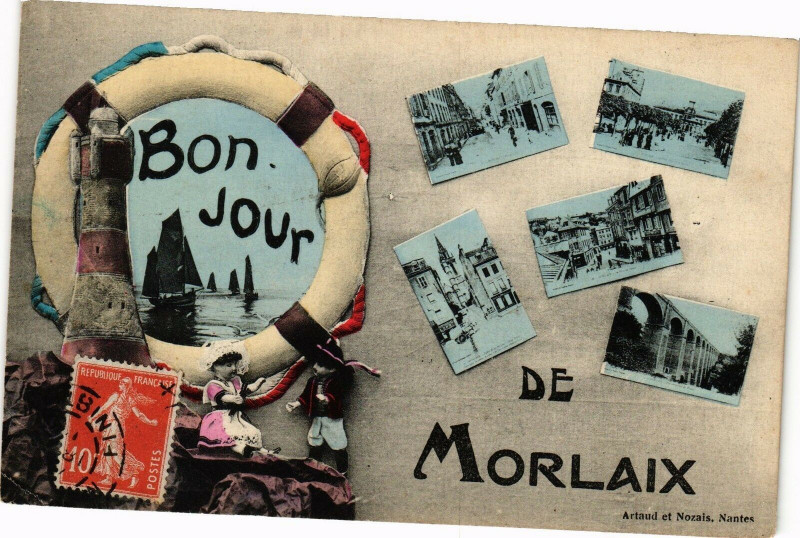 Carte postale ancienne Bon jour de Morlaix à Morlaix