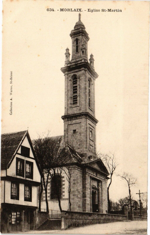 Carte postale ancienne Morlaix - Eglise St-Martin à Morlaix