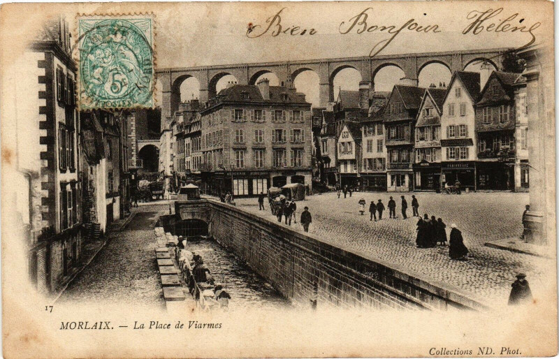 Carte postale ancienne Morlaix - La Place de Viarmes à Morlaix