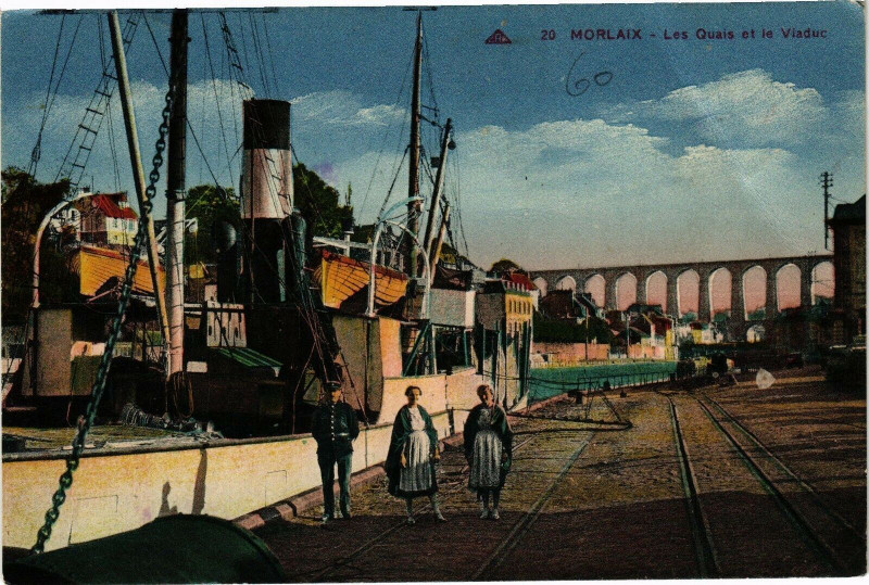 Carte postale ancienne Morlaix - Les Quais et le Viaduc à Morlaix