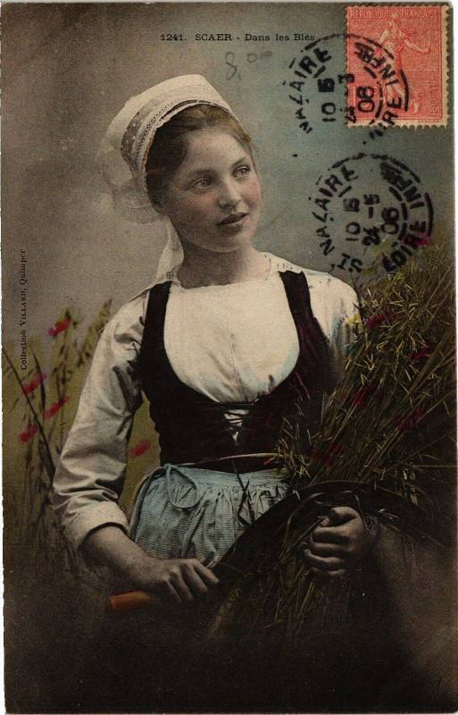 Carte postale ancienne Scaer - Dans les Blés à Scaër