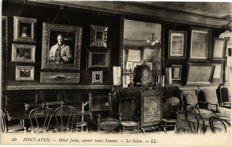 Carte postale ancienne Pont-Aven - Hotel Julia ouvert toute ll'année - Le Salon à Pont-Aven