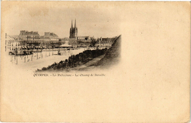 Carte postale ancienne Quimper - La Préfecture - La Champ de Bataille à Quimper