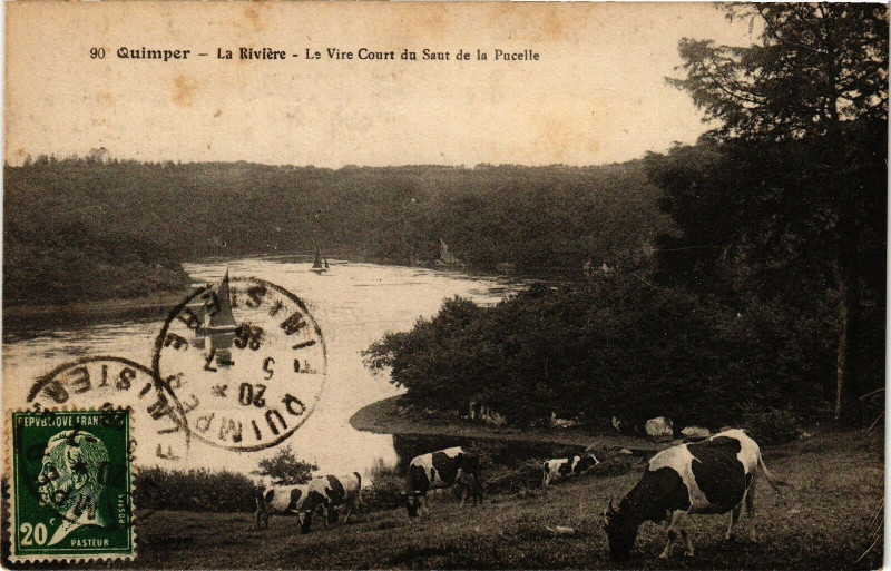Carte postale ancienne Quimper - La Riviere - La Vivre Court du Saun de la Puceile à Quimper