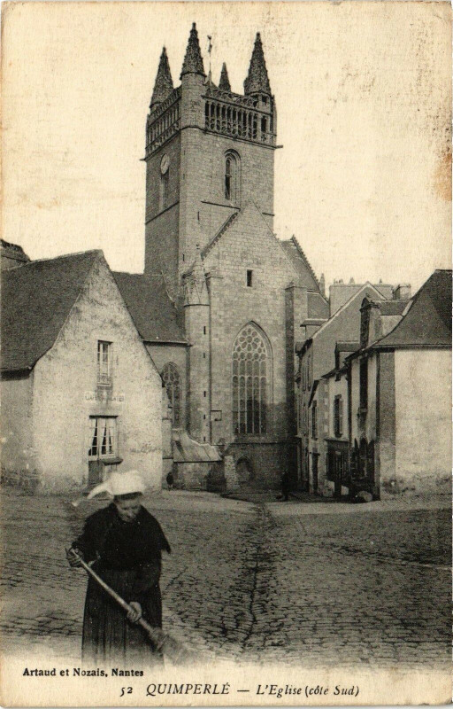 Carte postale ancienne Quimperle - L'Eglise (coté Sud) à Quimperlé