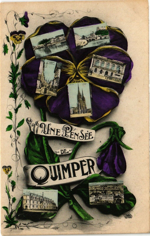 Carte postale ancienne Une Pensée de Quimper à Quimper