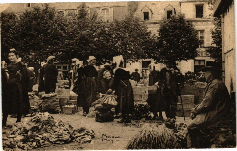 Carte postale ancienne Quimper-Marché à Quimper