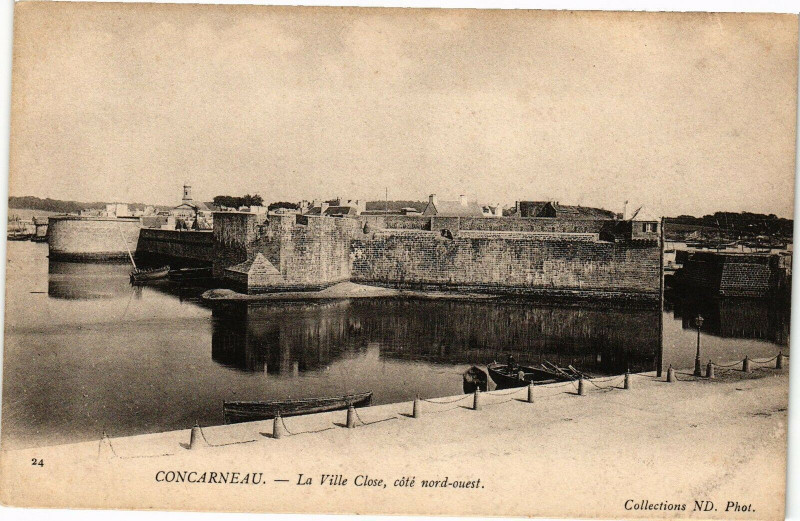 Carte postale ancienne Concarneau - Laa Ville Close coté nord-ouest à Concarneau