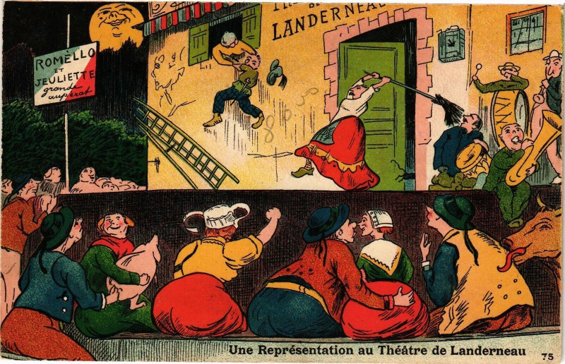 Carte postale ancienne Une Représentation au Théatre de Landerneau à Landerneau