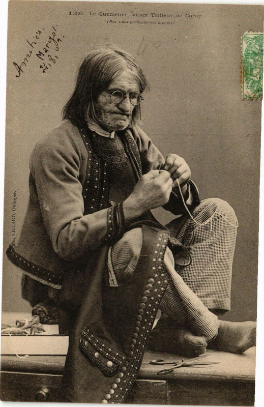Carte postale ancienne Le Quemener vieux Tailleur de Coray à Coray