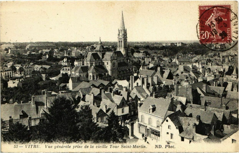 Carte postale ancienne Vitre Vue Generale prise de la Vieille Tour France à Vitré