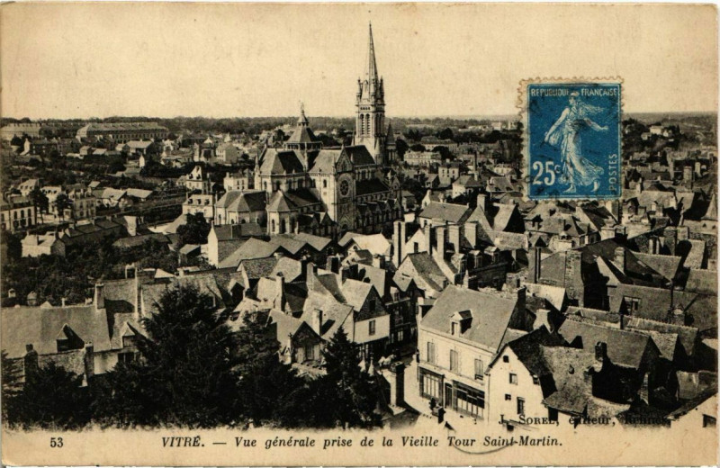 Carte postale ancienne Vitre Vue Generale prise de la Vieille Tour France à Vitré