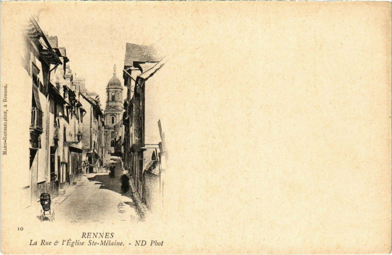 Carte postale ancienne Rennes - La Rue - L'Eglise Ste-Mélaine à Rennes
