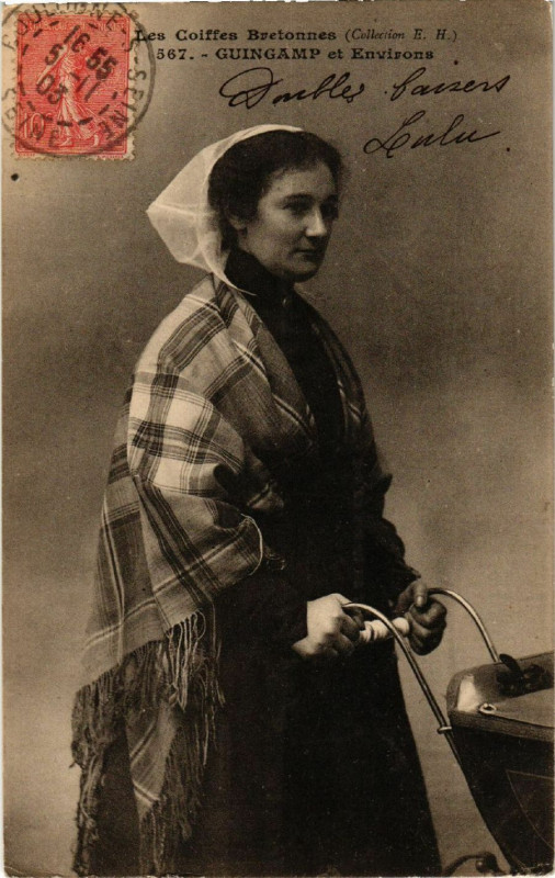 Carte postale ancienne Guingamp et Env. - Coiffes Bretonnes - Folklore - Type à Guingamp