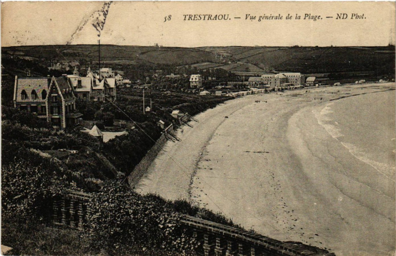 Carte postale ancienne Trestraou - Vue générale de la Plage