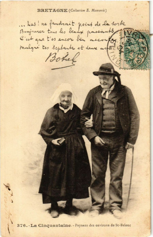Carte postale ancienne Saint-Brieuc - Env. - Paysans - La Cinquantaine - Folklore à Saint-Brieuc
